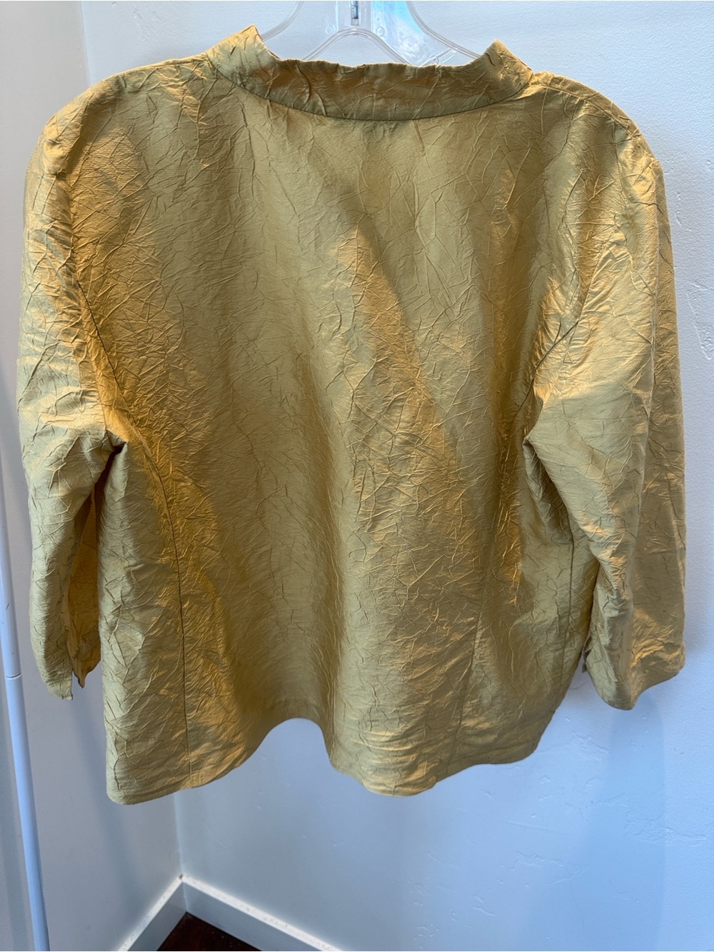 Eileen Fisher Mustard Crinkled Open-Front Jacket - Picture 3 of 7